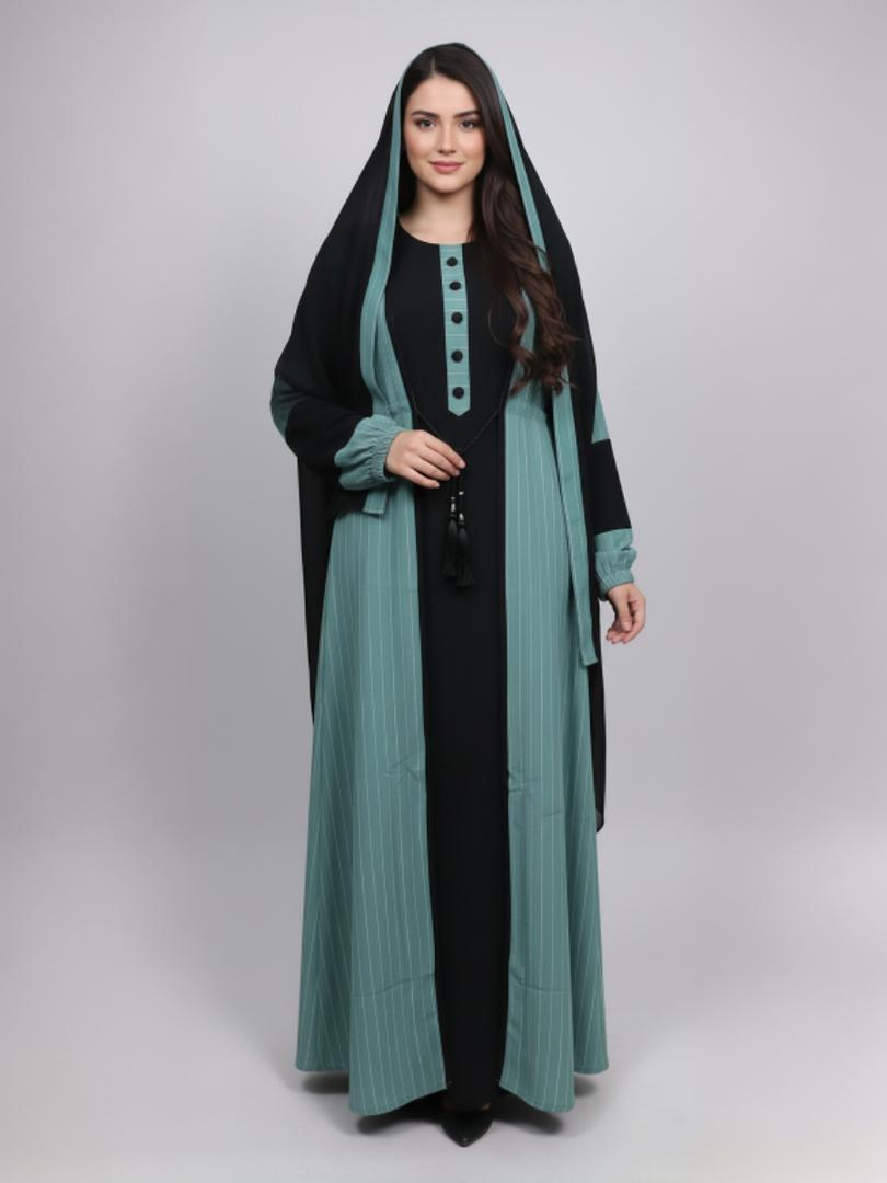 Women Daily Wear Beautiful Double Shrug Dori Style Abaya (with Black shawl )