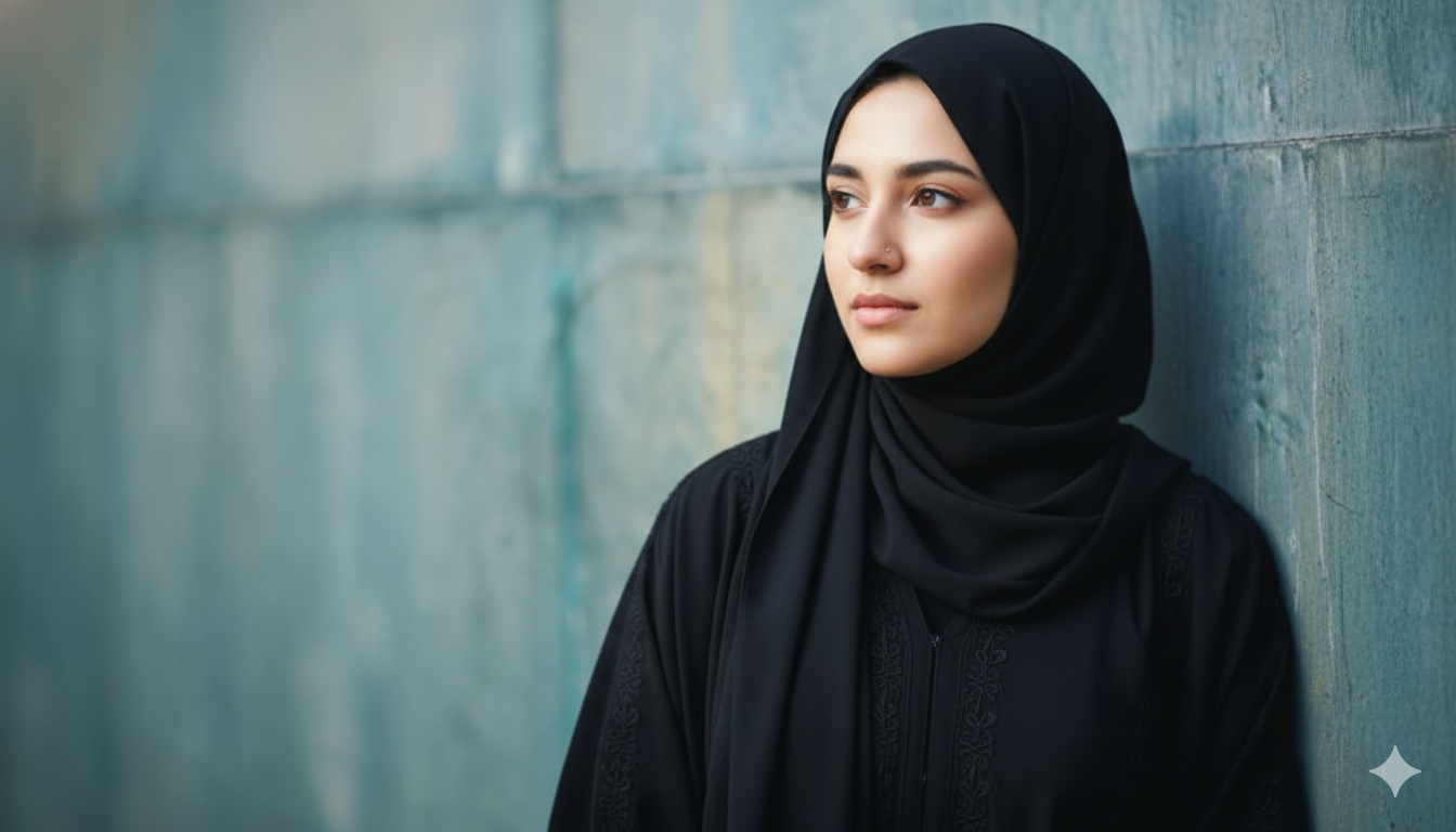 Elegant cream abaya with black floral embroidery by Malik Abaya – women’s modest wear