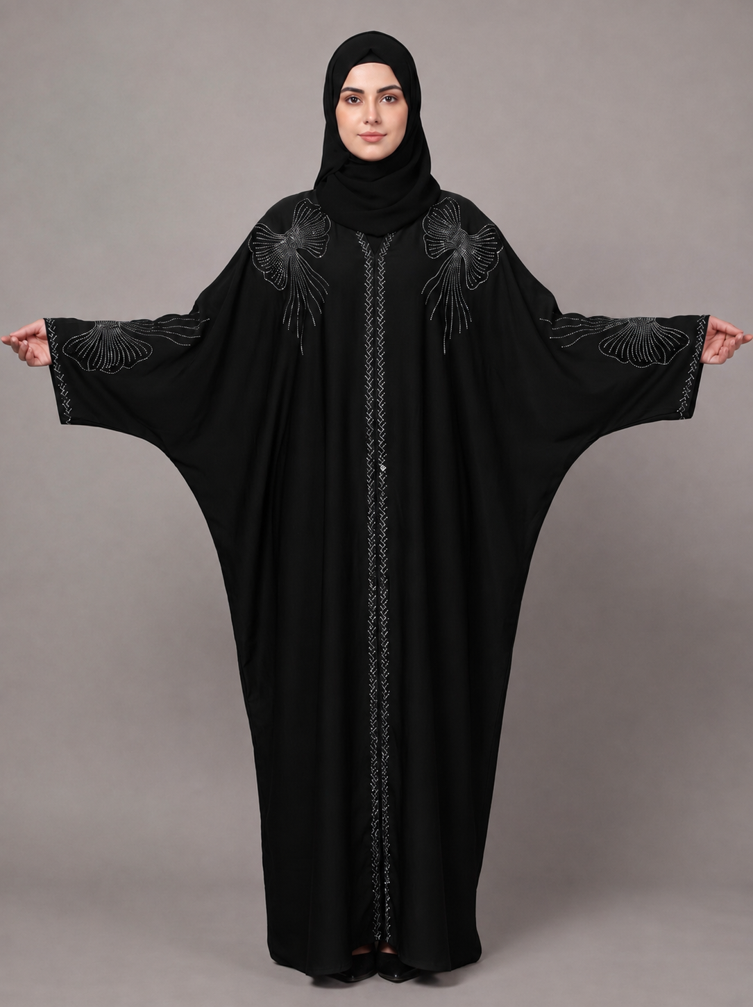 Malik Abaya - Premium TikTok Fabric Kaftan with Stone Work | Elegant Designer Modest Wear for Women - Image 5