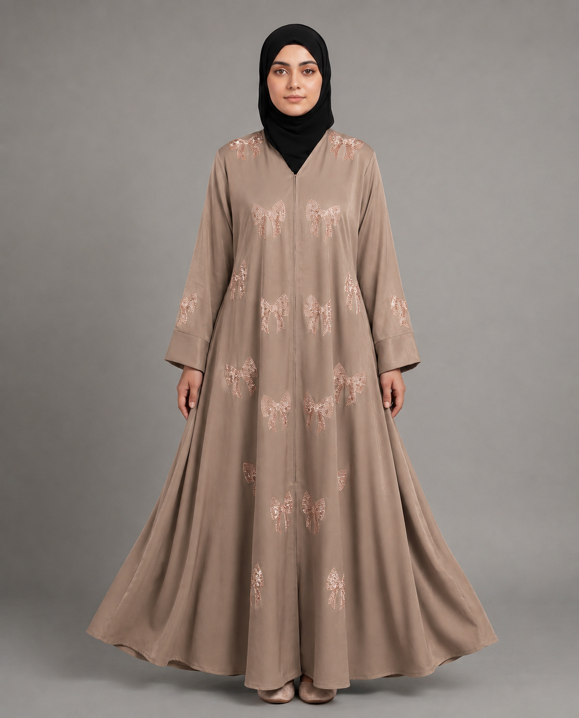 Malik Abaya - Premium Majestic Marbella Fabric Abaya with Bow Stone Design | Elegant Modest Wear for Women - Image 4