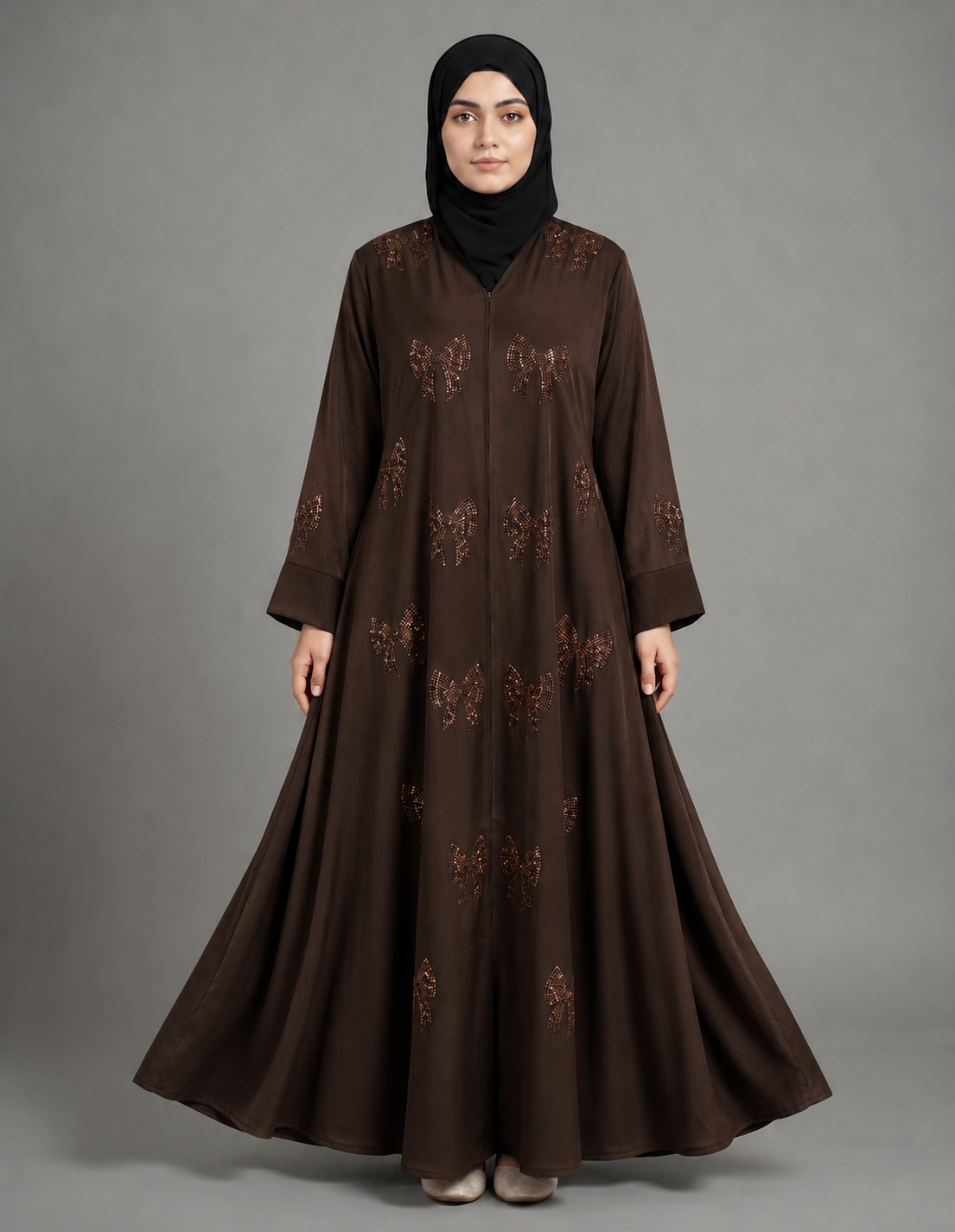 Malik Abaya - Premium Majestic Marbella Fabric Abaya with Bow Stone Design | Elegant Modest Wear for Women - Image 2