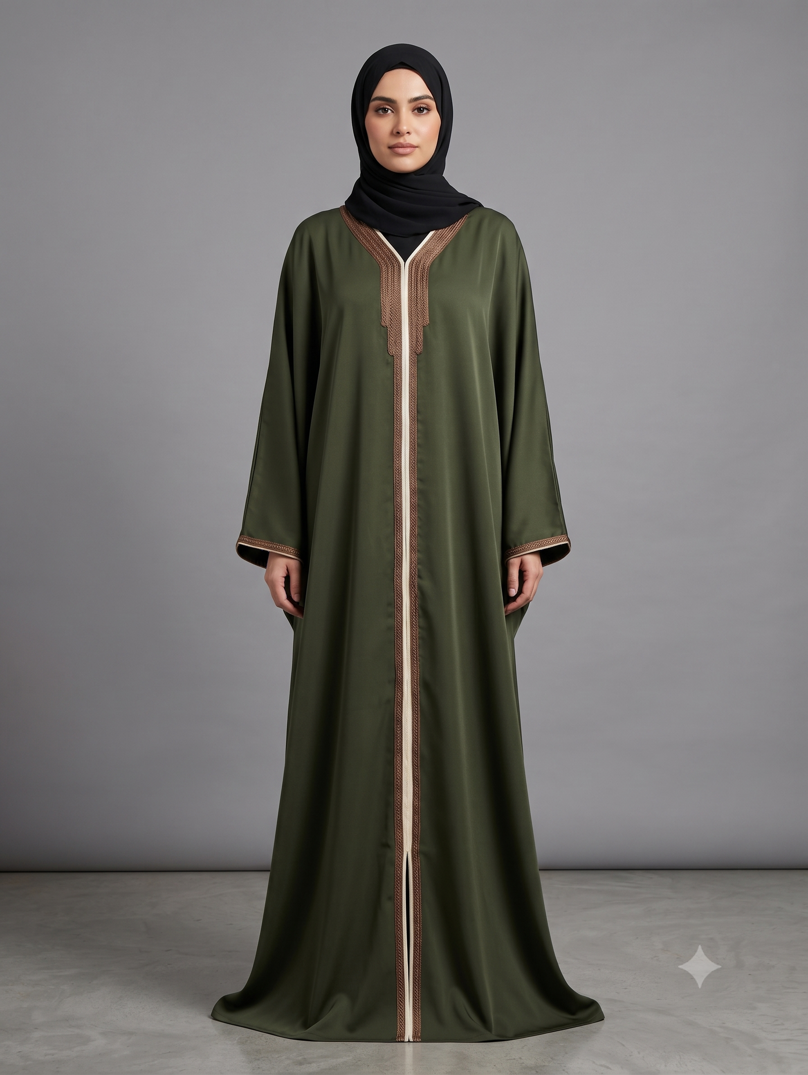 Malik Abaya Premium Prada Fabric Kaftan with Elegant Lace Design | Designer Modest Wear for Women - Image 5