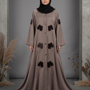 Marbella fabric designer abaya with velvet flower and stone work