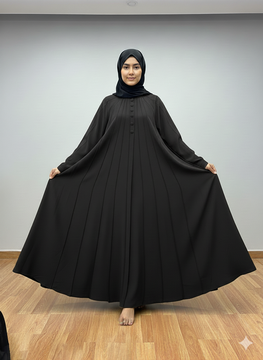 Malik Abaya Premium Prada Fabric Umbrella Cut Abaya | Elegant Flared Designer Modest Wear for Women - Image 2