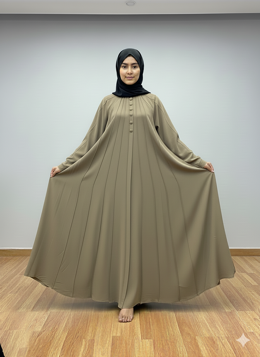 Malik Abaya Premium Prada Fabric Umbrella Cut Abaya | Elegant Flared Designer Modest Wear for Women - Image 3