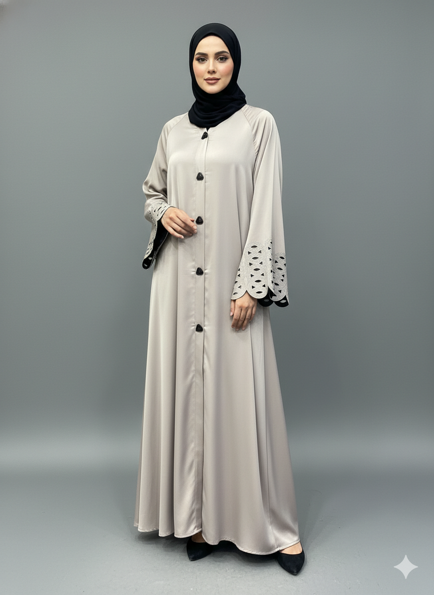 Malik Abaya - Premium TikTok Fabric Abaya with OD Laser Cutting Design | Elegant Designer Modest Wear for Women - Image 3