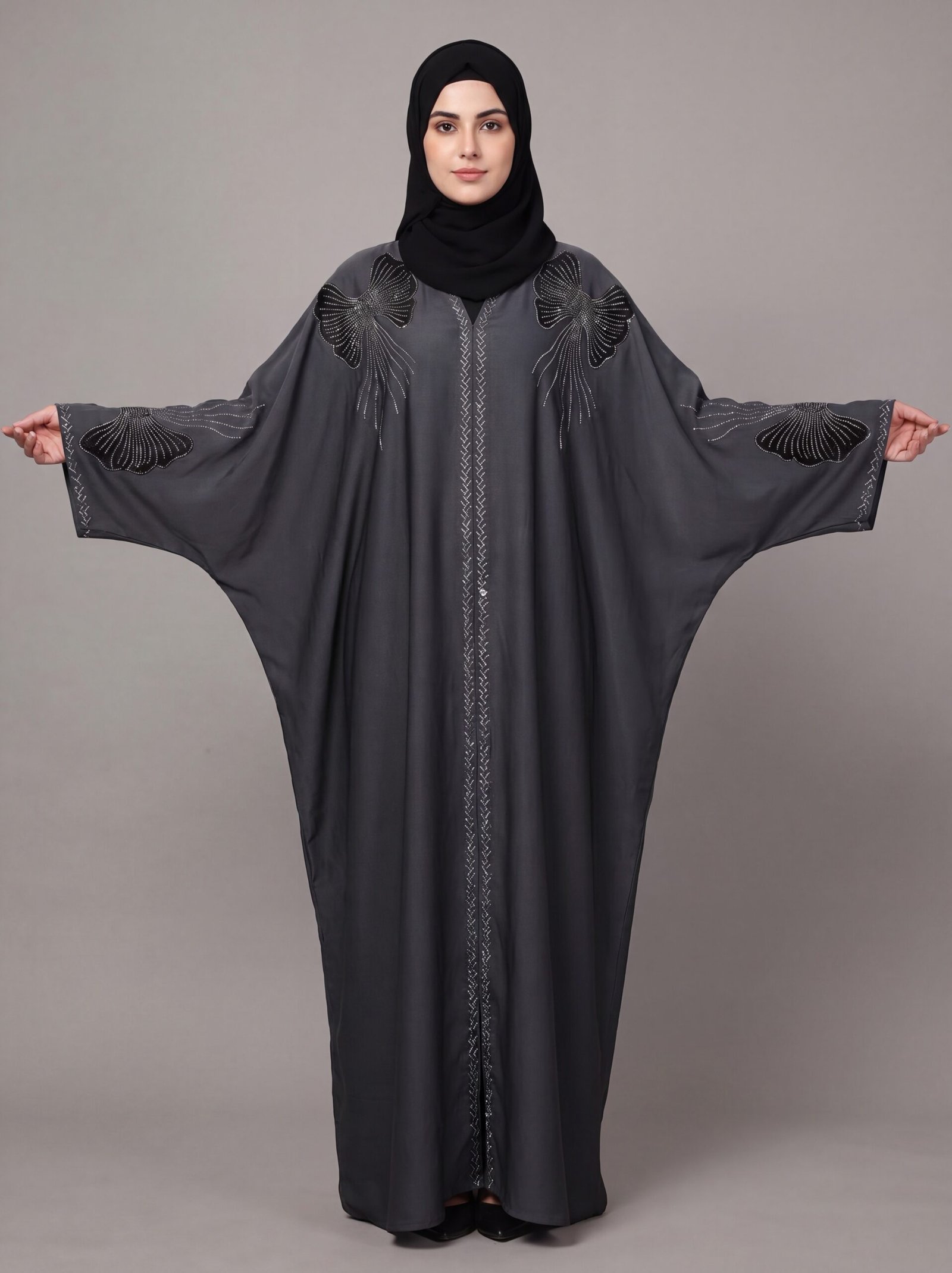 Malik Abaya - Premium TikTok Fabric Kaftan with Stone Work | Elegant Designer Modest Wear for Women