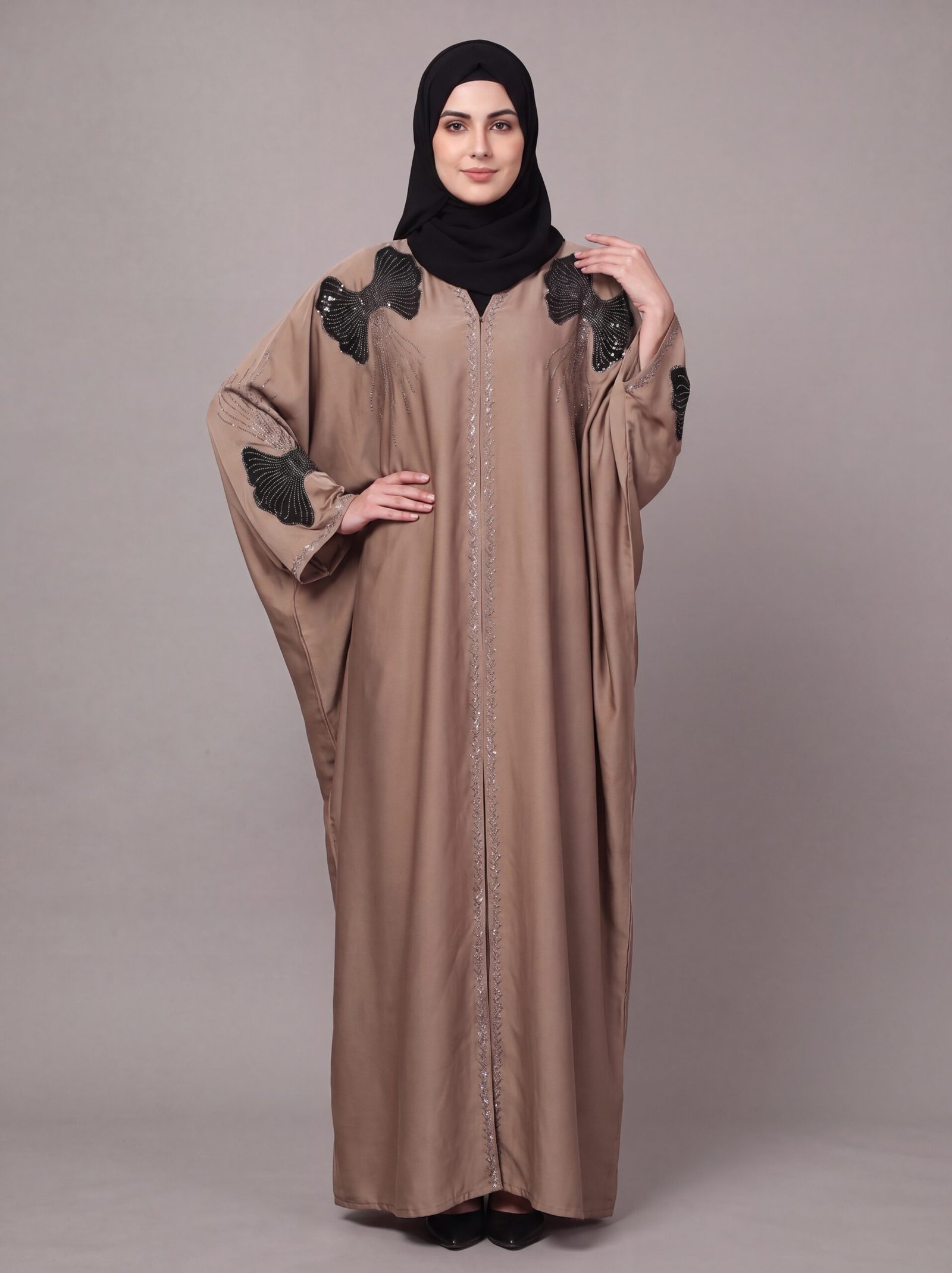 Malik Abaya - Premium TikTok Fabric Kaftan with Stone Work | Elegant Designer Modest Wear for Women - Image 4