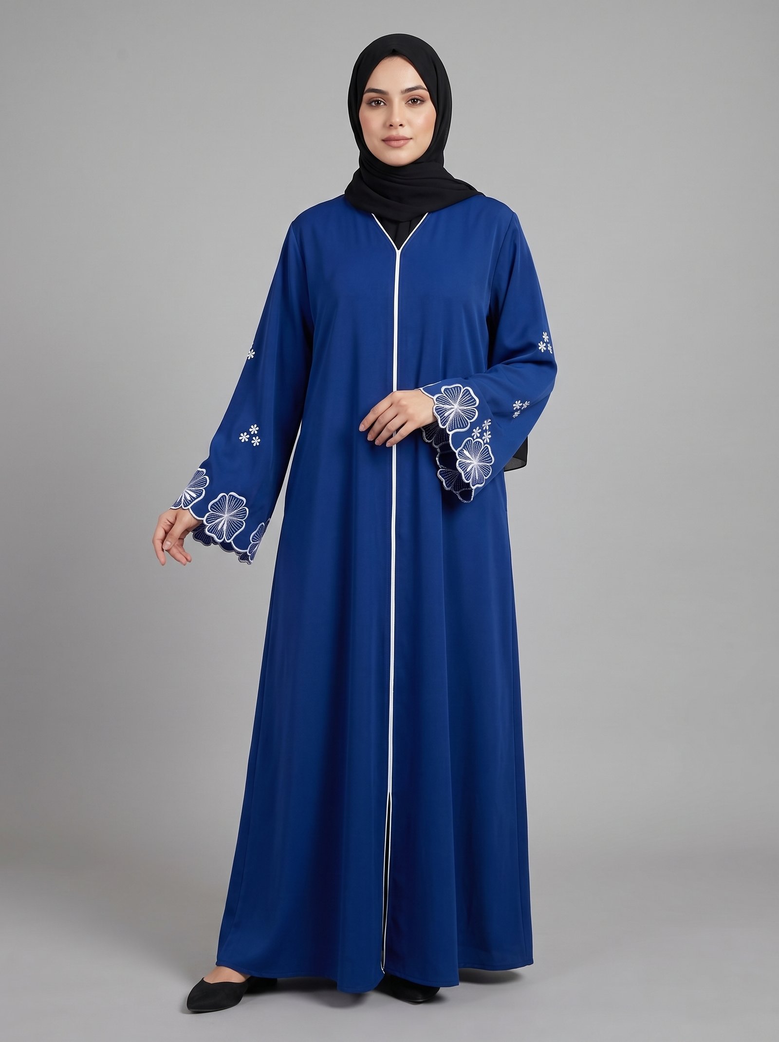 Malik Abaya - Dubai Imported Husna Fabric Abaya With Embroidery Design With Black Dupatta - Image 4