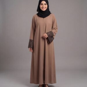 Malik Abaya Premium Super Prada Fabric Plain Open Abaya with Elegant Handwork | Designer Modest Wear for Women