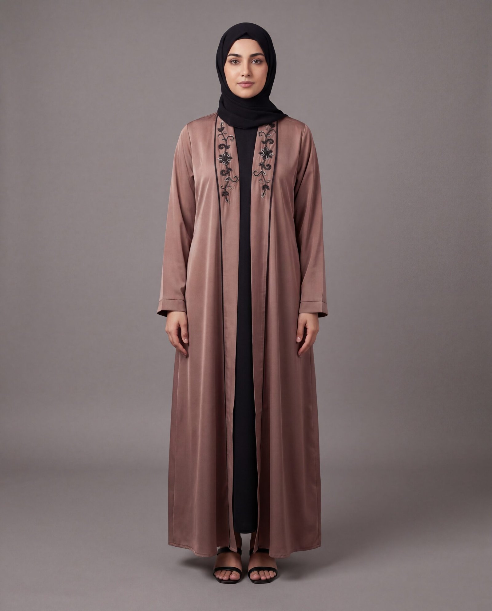 Malik Abaya - Premium TikTok Fabric Shrug with Matching Handwork | Elegant Modest Layer for Women