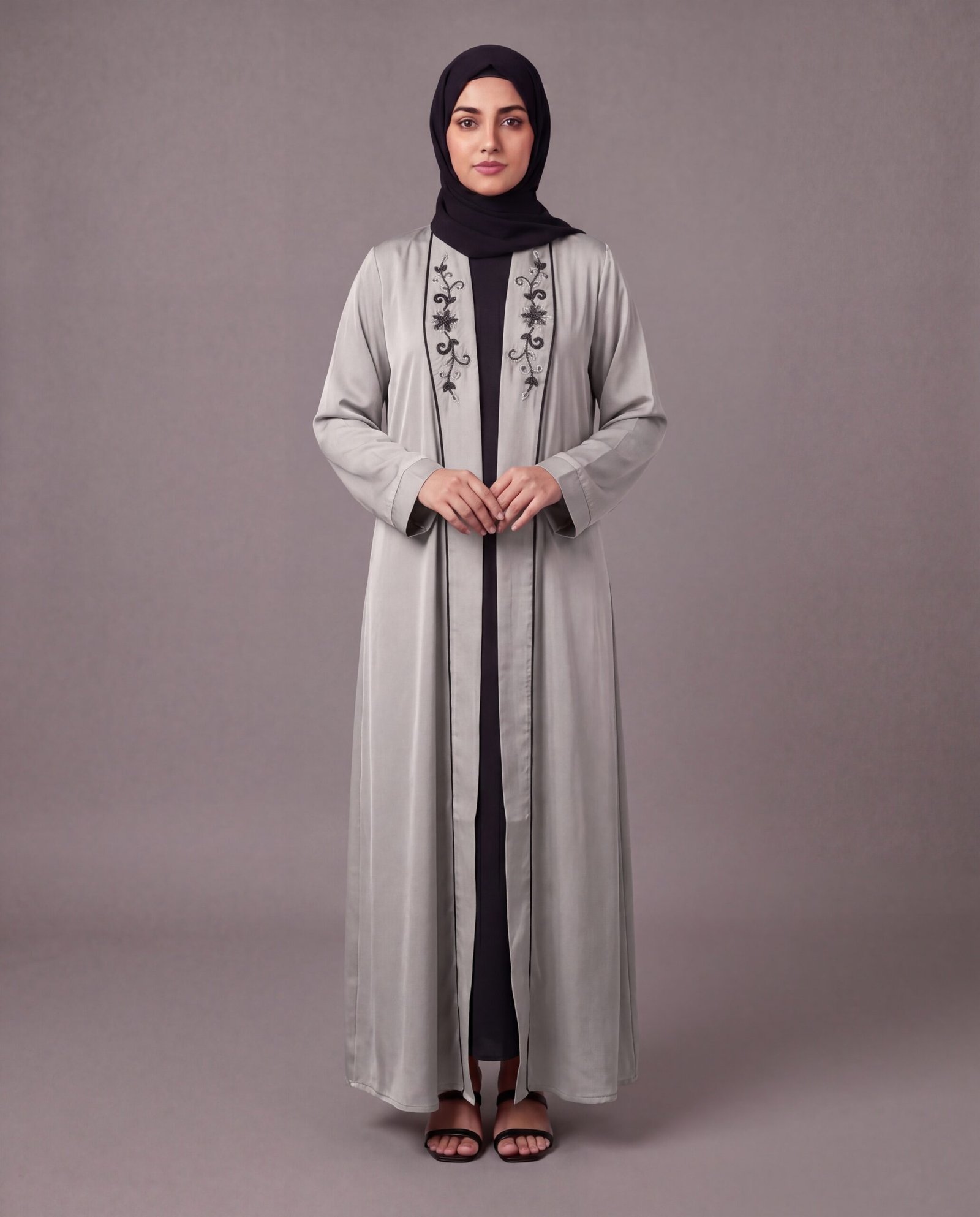 Malik Abaya - Premium TikTok Fabric Shrug with Matching Handwork | Elegant Modest Layer for Women - Image 4