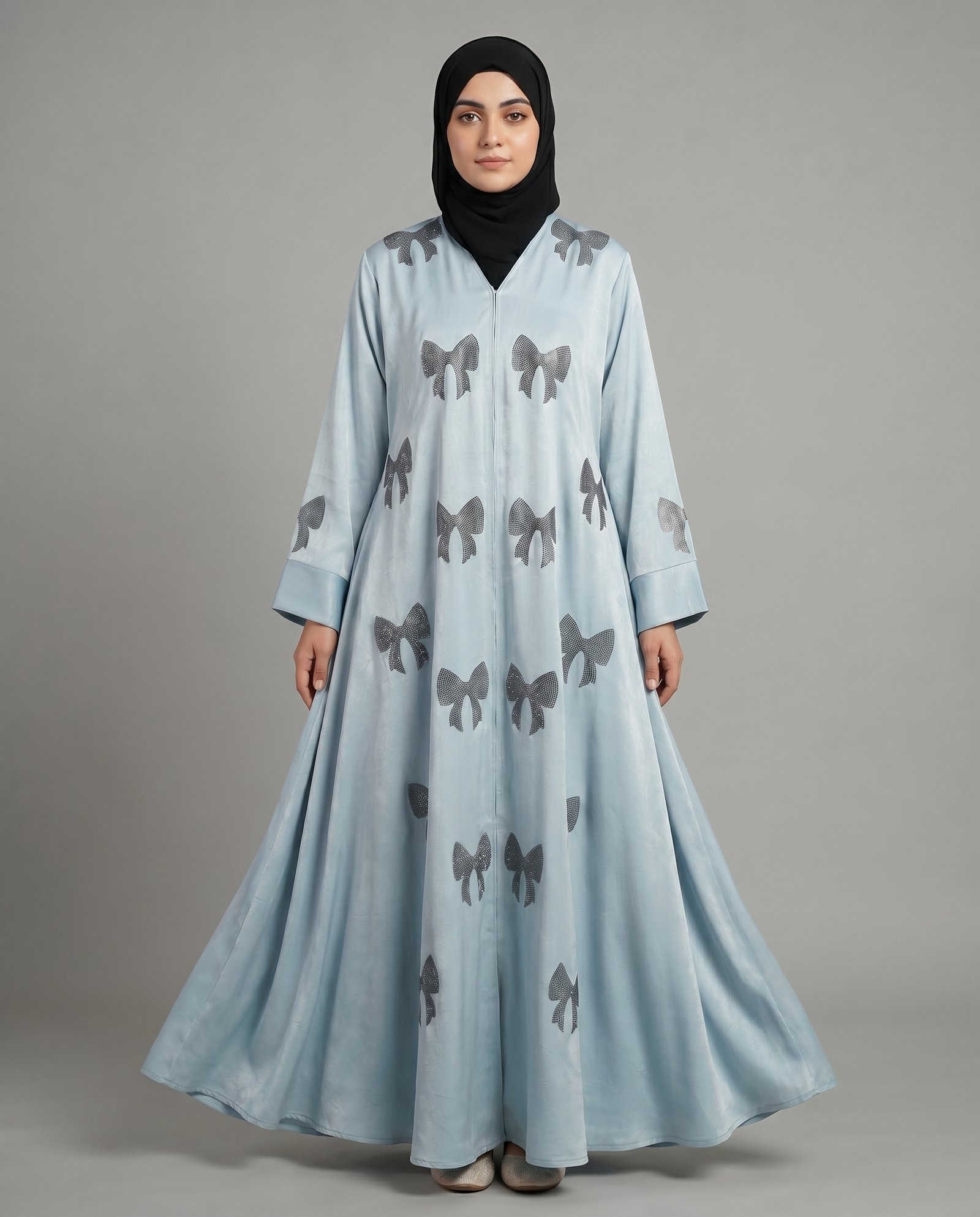 Malik Abaya - Premium Majestic Marbella Fabric Abaya with Bow Stone Design | Elegant Modest Wear for Women