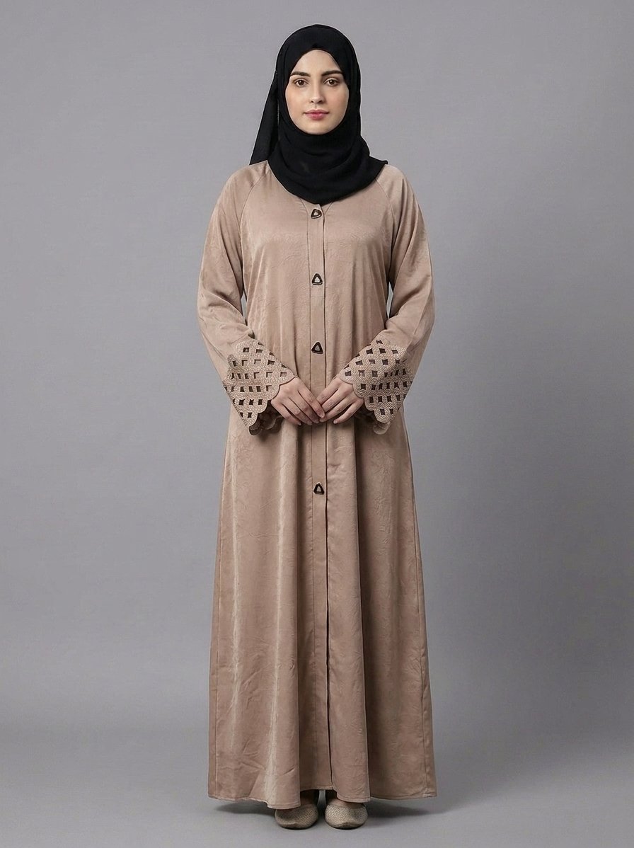 Malik Abaya - Premium Marbella Fabric Abaya with Laser Cutting Design on Sleeves | Elegant Modest Wear for Women - Image 4