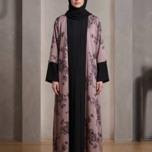 Marvella Fabric Abaya with Front & Back Floral Print Design